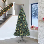 Vidaxl kunstmatige voorverlichte kerstboom met bolset groen 240 cm pet - afbeelding 1