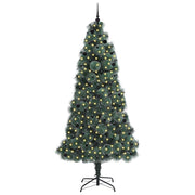 Vidaxl kunstmatige voorverlichte kerstboom met bolset groen 240 cm pet - afbeelding 3