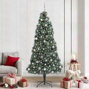Vidaxl kunst kerstboom met verlichting en ballenset groen 240 cm pet - afbeelding 1
