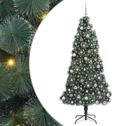 Vidaxl kunst kerstboom met verlichting en ballenset groen 240 cm pet - afbeelding 2