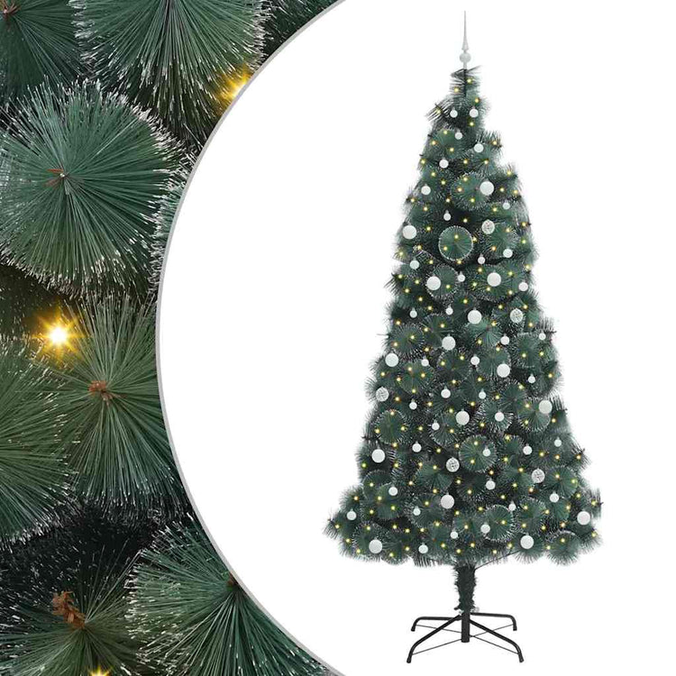 Vidaxl kunstkerstboom met voorverlichting en ballenset groen 240 cm