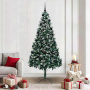 Vidaxl kunstkerstboom groen 210 cm pvc en staal en kunststof - afbeelding 1