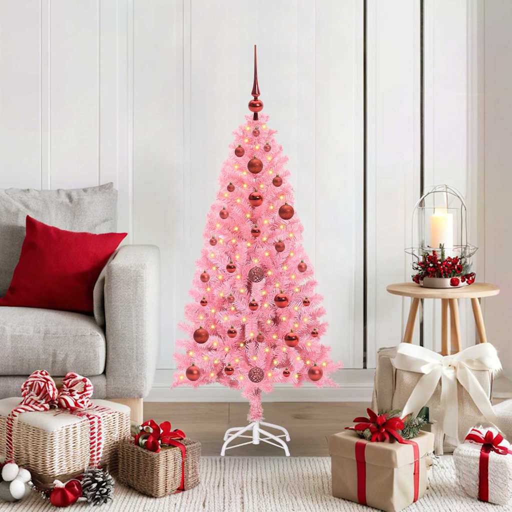 Vidaxl kerstboom roze 120 cm pvc