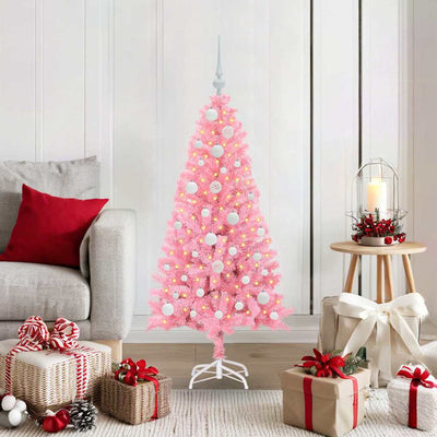 Vidaxl kerstboom met 150 led met standaard roze 120 cm pvc