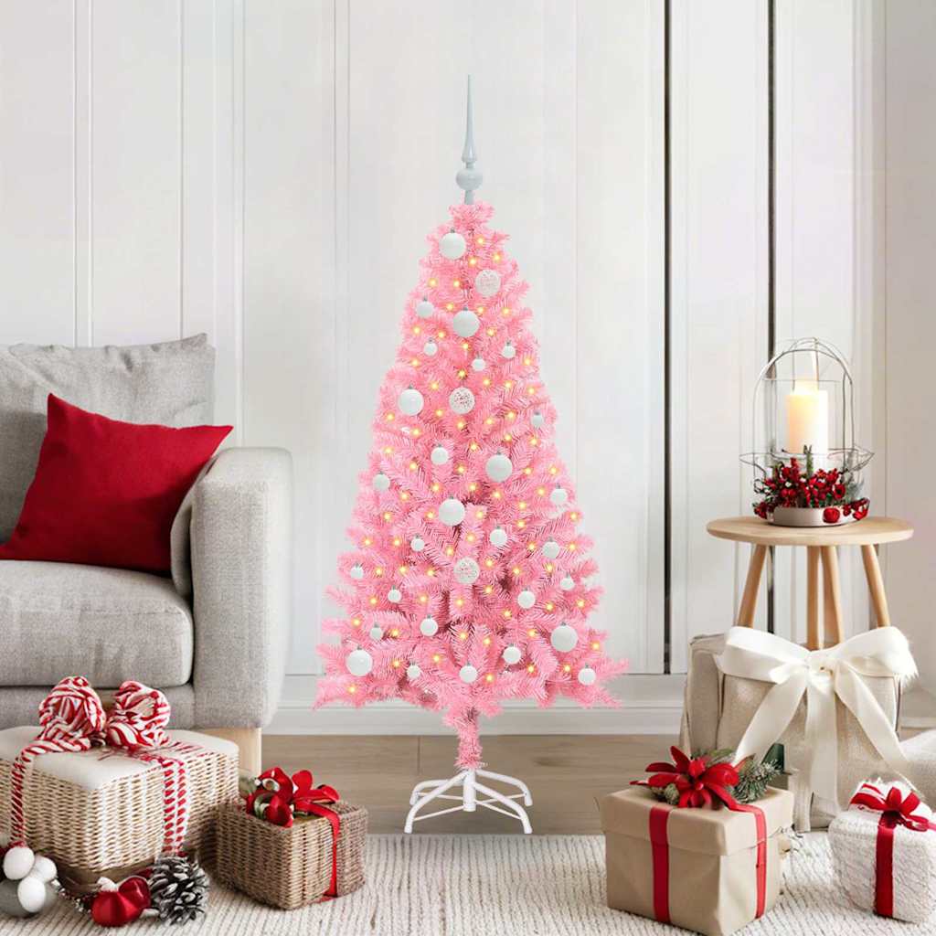 Vidaxl kerstboom roze 120 cm pvc