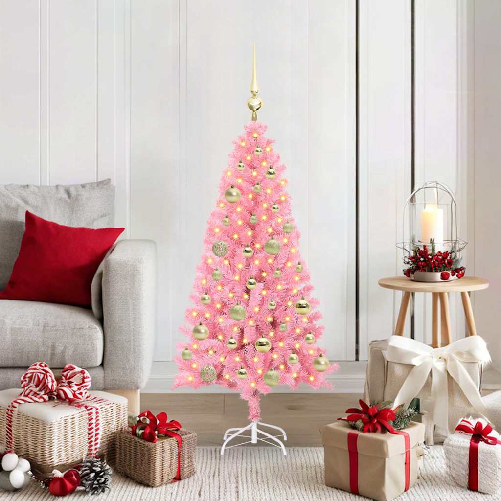 Vidaxl kerstboom roze 120 cm pvc