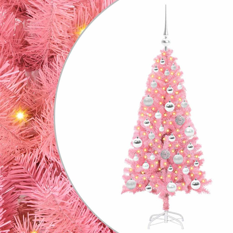 Vidaxl kerstboom roze 120 cm pvc