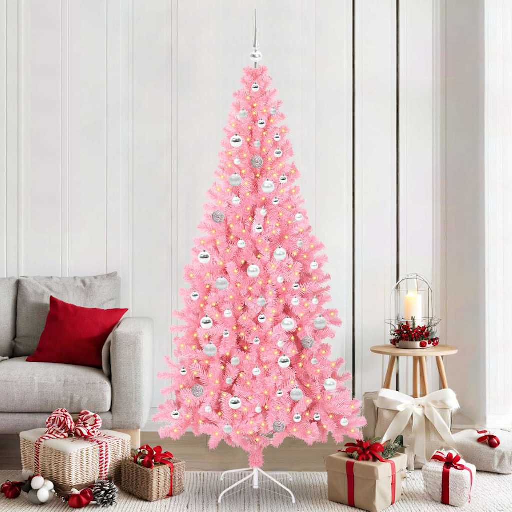 Vidaxl kerstboom roze 210 cm pvc