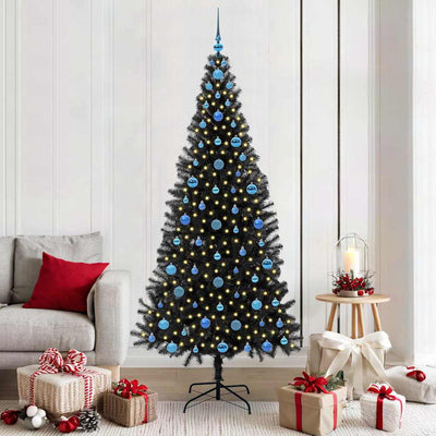 Vidaxl kerstboom met 300 led met standaard zwart 210 cm pvc