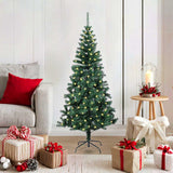 Vidaxl kunstmatig voorverlicht kerstboom groen 120 cm pvc en metaal - afbeelding 1
