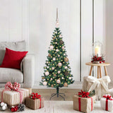 Vidaxl kunstmatig voorverlicht kerstboom groen 120 cm pvc en metaal - afbeelding 1