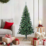 Vidaxl kunstmatig voorverlicht kerstboom groen 150 cm pvc en metaal - afbeelding 1