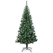Vidaxl kunstmatig voorverlicht kerstboom groen 150 cm pvc en metaal - afbeelding 3