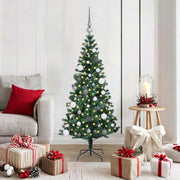 Vidaxl kunstmatig voorverlicht kerstboom groen 150 cm pvc en metaal - afbeelding 1