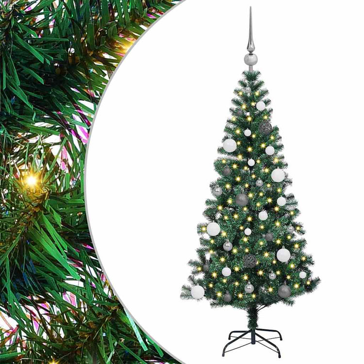 Vidaxl kunstmatig voorverlicht kerstboom groen 150 cm pvc en metaal