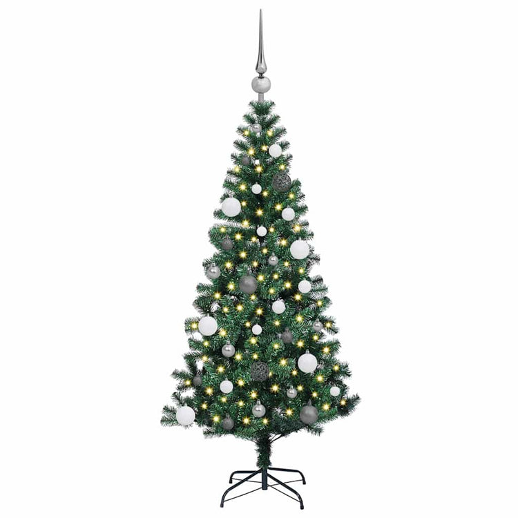 Vidaxl kunstmatig voorverlicht kerstboom groen 150 cm pvc en metaal
