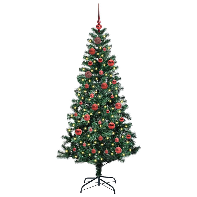 Vidaxl kunstmatig voorverlicht kerstboom groen 150 cm pvc en metaal