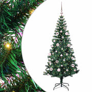 Vidaxl kunstmatig voorverlicht kerstboom groen 150 cm pvc en metaal - afbeelding 1