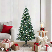 Vidaxl kunstmatig voorverlicht kerstboom groen 150 cm pvc en metaal - afbeelding 1