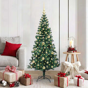 Vidaxl kunstmatig voorverlicht kerstboom groen 150 cm pvc en metaal - afbeelding 1
