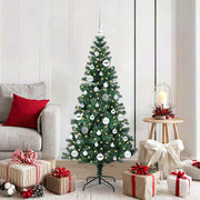 Vidaxl kunstmatig voorverlicht kerstboom groen 150 cm pvc en metaal - afbeelding 1