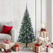 Vidaxl kunstmatig voorverlicht kerstboom groen 150 cm pvc en metaal - afbeelding 1