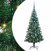 Vidaxl kunstmatig voorverlicht kerstboom groen 150 cm pvc en metaal - afbeelding 2