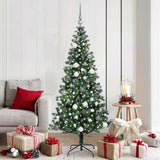 Vidaxl kunstmatig voorverlicht kerstboom groen 180 cm pvc en metaal - afbeelding 1