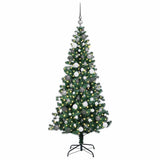 Vidaxl kunstmatig voorverlicht kerstboom groen 180 cm pvc en metaal - afbeelding 3