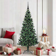 Vidaxl kunstmatig voorverlicht kerstboom groen 180 cm pvc en metaal - afbeelding 1