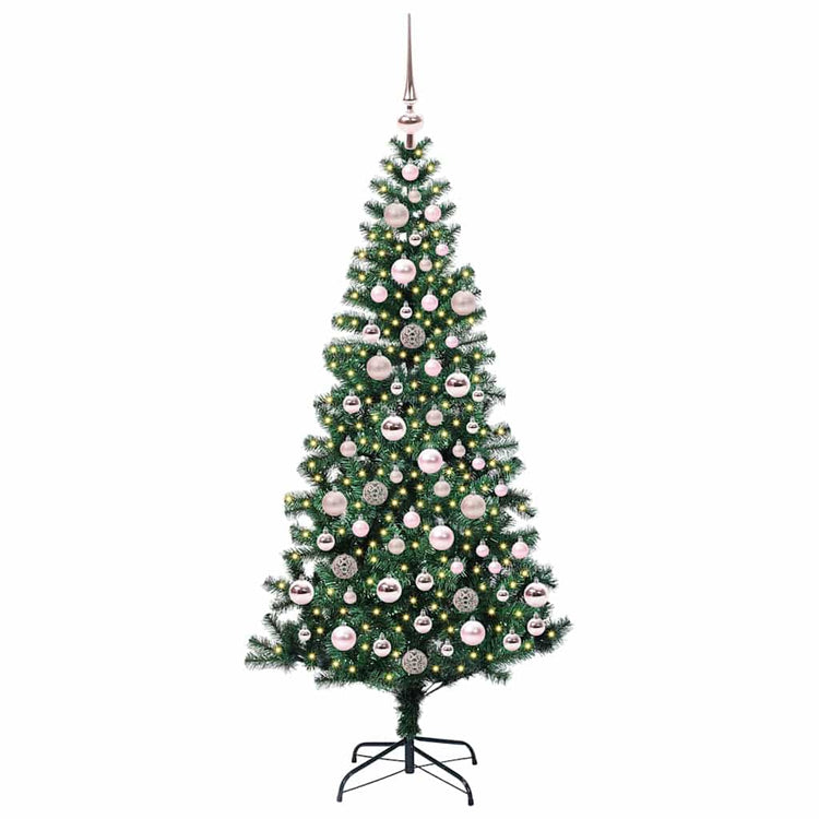 Vidaxl kunstmatig voorverlicht kerstboom groen 180 cm pvc en metaal