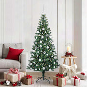 Vidaxl kunstmatig voorverlicht kerstboom groen 180 cm pvc en metaal - afbeelding 1