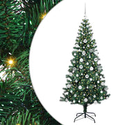 Vidaxl kunstmatig voorverlicht kerstboom groen 180 cm pvc en metaal - afbeelding 2