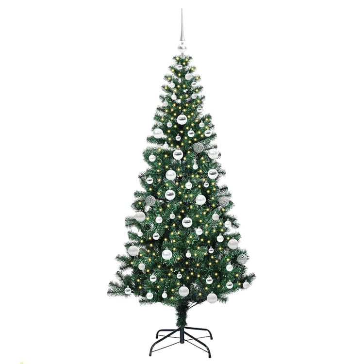Vidaxl kunstmatig voorverlicht kerstboom groen 180 cm pvc en metaal