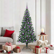 Vidaxl kunstmatig voorverlicht kerstboom groen 180 cm pvc en metaal - afbeelding 1