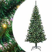 Vidaxl kunstmatig voorverlicht kerstboom groen 210 cm pvc en metaal - afbeelding 2