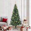 Vidaxl kunstmatig voorverlicht kerstboom groen 210 cm pvc en metaal