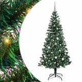 Vidaxl kunstmatig voorverlicht kerstboom groen 210 cm pvc en metaal - afbeelding 2