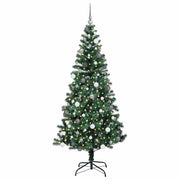 Vidaxl kunstmatig voorverlicht kerstboom groen 210 cm pvc en metaal - afbeelding 3