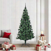 Vidaxl kunstmatig voorverlicht kerstboom groen 210 cm pvc en metaal - afbeelding 1