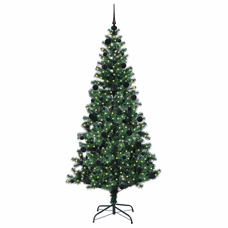 Vidaxl kunstmatig voorverlicht kerstboom groen 210 cm pvc en metaal