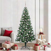 Vidaxl kunstmatig voorverlicht kerstboom groen 210 cm pvc en metaal - afbeelding 1