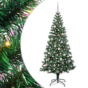 Vidaxl kunstmatig voorverlicht kerstboom groen 210 cm pvc en metaal - afbeelding 2