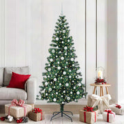 Vidaxl kunstmatig voorverlicht kerstboom groen 210 cm pvc en metaal - afbeelding 1
