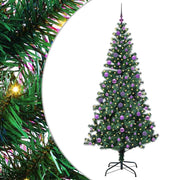 Vidaxl kunstmatig voorverlicht kerstboom groen 210 cm pvc en metaal - afbeelding 2