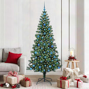 Vidaxl kunstmatig voorverlicht kerstboom groen 210 cm pvc en metaal - afbeelding 1