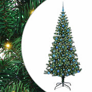 Vidaxl kunstmatig voorverlicht kerstboom groen 210 cm pvc en metaal - afbeelding 2