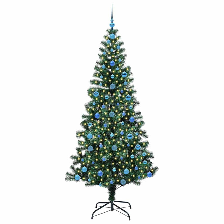 Vidaxl kunstmatig voorverlicht kerstboom groen 210 cm pvc en metaal