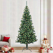 Vidaxl kunstmatig voorverlicht kerstboom groen 240 cm pvc en metaal - afbeelding 1