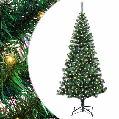Vidaxl kunstmatig voorverlicht kerstboom groen 240 cm pvc en metaal